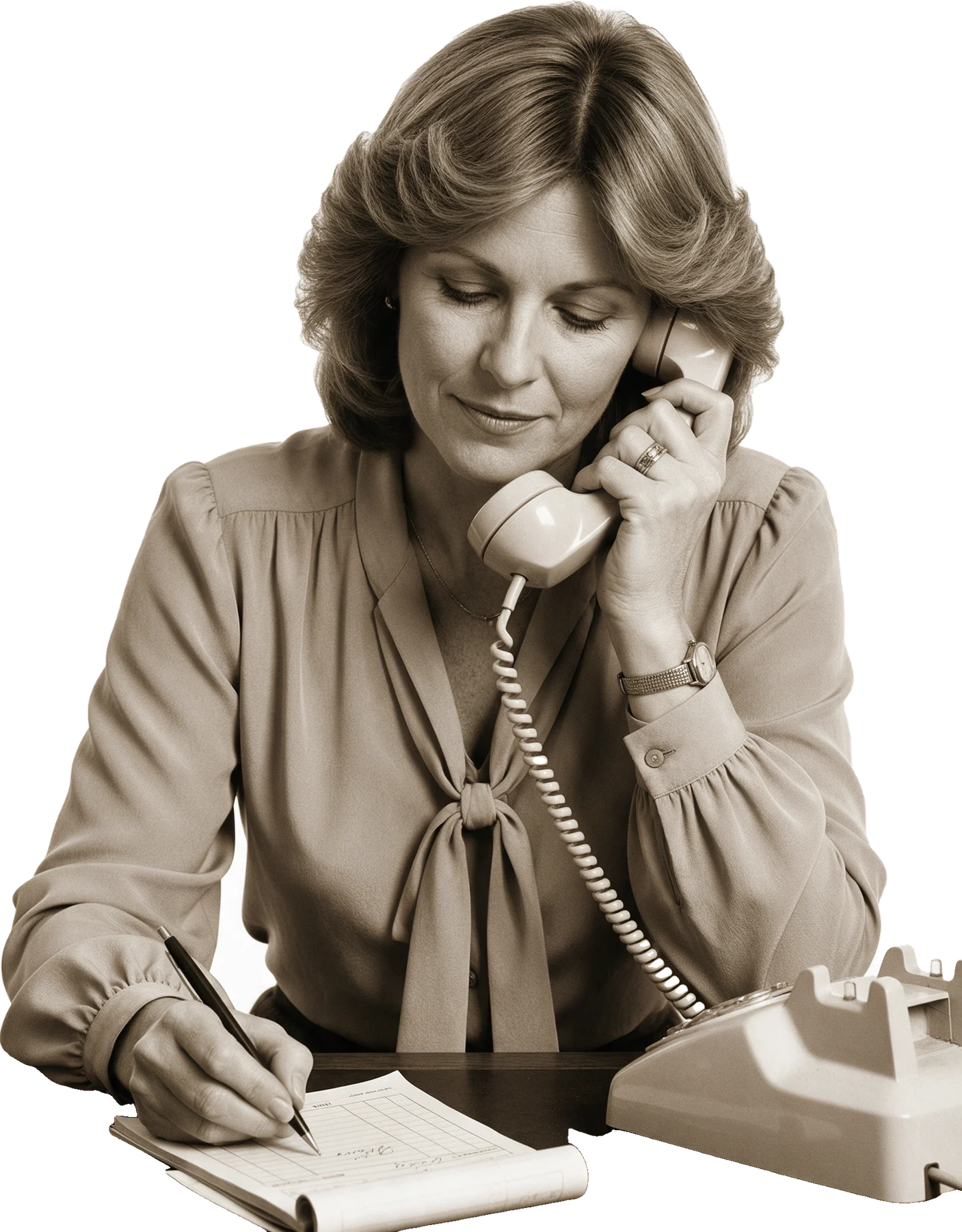 A 1970s shop owner on a rotary phone